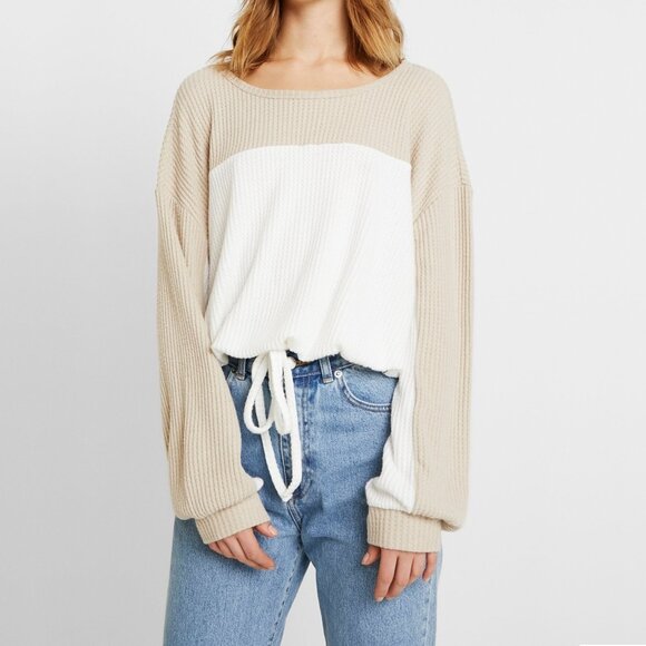 2/$30 Hollister Colorblock Keyhole Cinched Jumper Light Brown XS #A0370 TRB2 - Picture 1 of 10